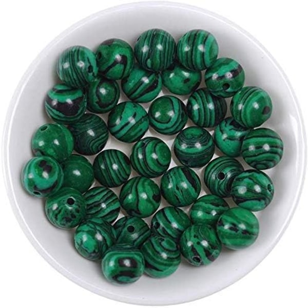 10mm Gröna Malakit Pärlor Sten Lösa Pärlor Ädelsten Runda Pärlor Energi Healing Pärlor för DIY Smycken Tillverkning Approxi 15,5 tum.