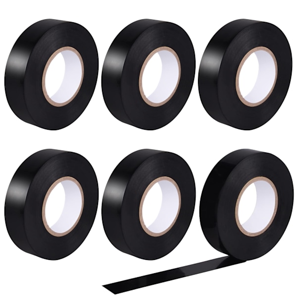 6 kpl Mustaa PVC-Sähköeristysteippiä - 16mm