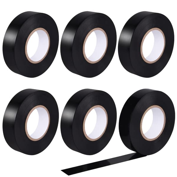 6 stk. Sort PVC Elektrisk Isoleringstape - 16mm