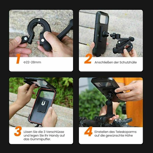 360° Sykkel Motorsykkel Telefonholder Smartphone Holder Vanntett opptil 6,7 tommer