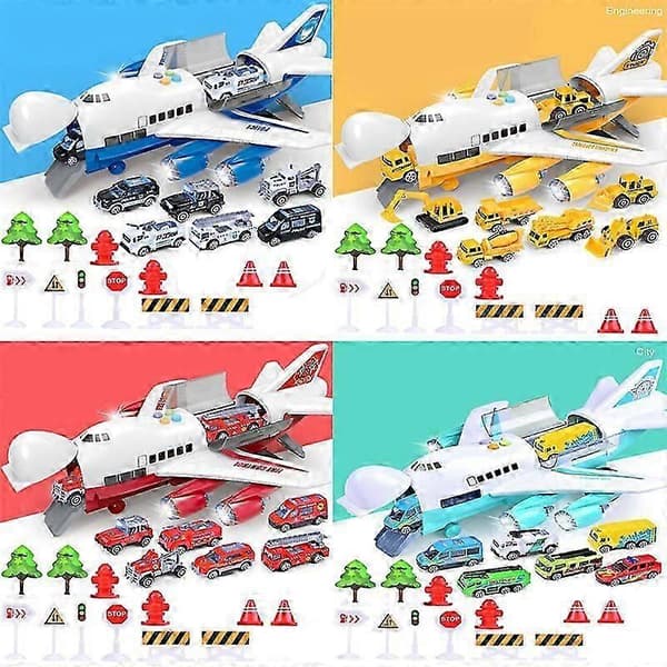Musik Ljus Simulering Spår Tröghet Barnleksak Flygplan Stor Passagerarflygplan Barnflygplan Leksaksbil Gratis Gåva Karta Random 6Pcs cars