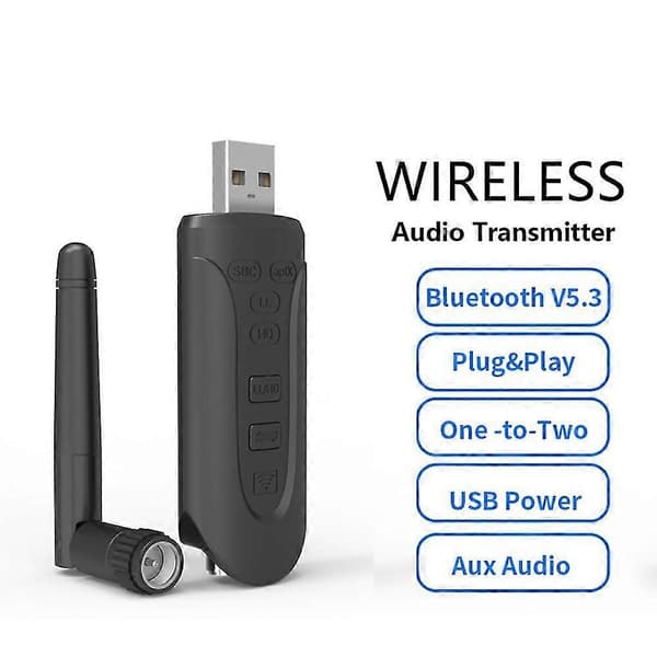 Usb Bluetooth Dongle Adapter Bt 5.3 Trådløs Lyd Computer Adapter Aux 3.5 Rac Aptx Hd Adaptive Sp