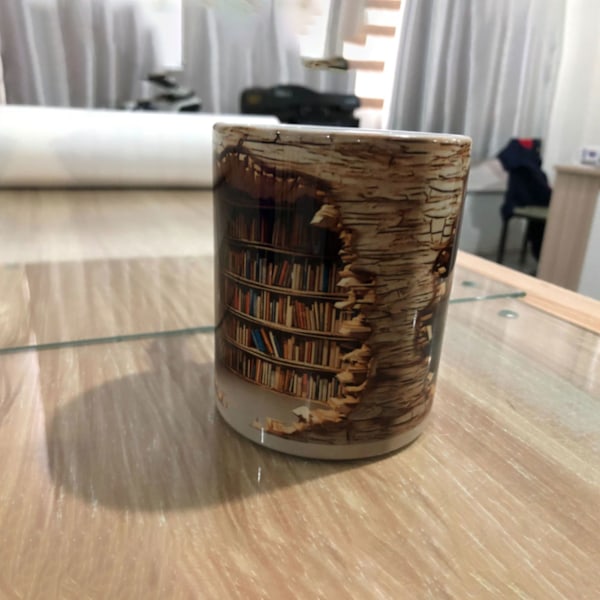 3D Bogreol Kops, Biblioteks Bogreol Kops, Kreativ Rumdesign Multifunktionelle Kopper Sjove Nyhed Unikke Keramiske Kaffe Kopper