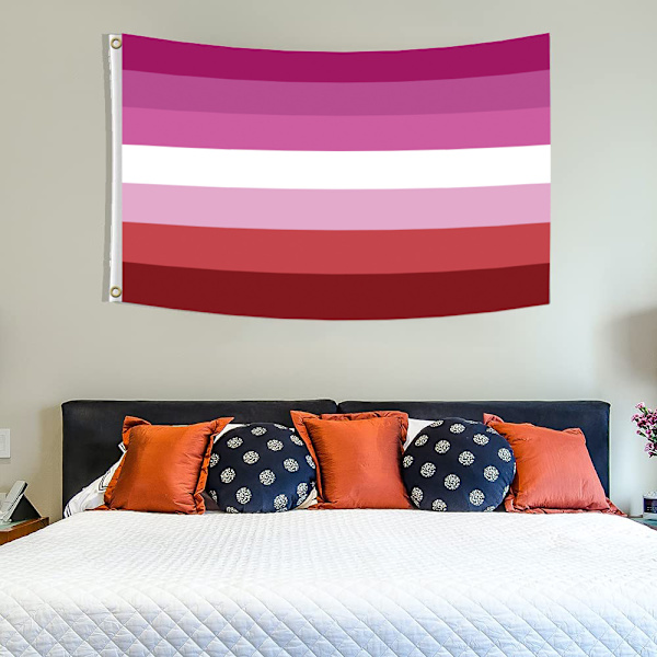 Lesbisk Pride Flagga 3x5 Ft - Sunset Les Rainbow Banner Stripes Flag Printed Banner