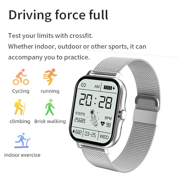 Sport Smartklocka Kan Ringa Och Ta Emot Samtal Mesh Armband Gray