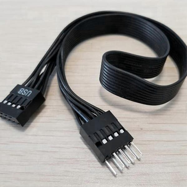 2x Hovedkort Hovedkort 9pin Usb 2.0 Hann Til Hunn Forlengelseskabel Data Kabel Ledning For Pc Diy