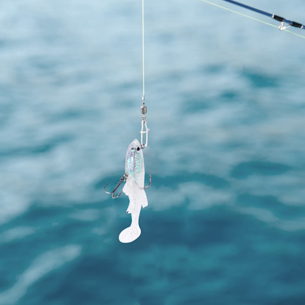 5 st/parti Konstgjorda 8,5 cm Hårda Fiske Beten för Bass T-svans Huvud Drag Krokar (Transparent)