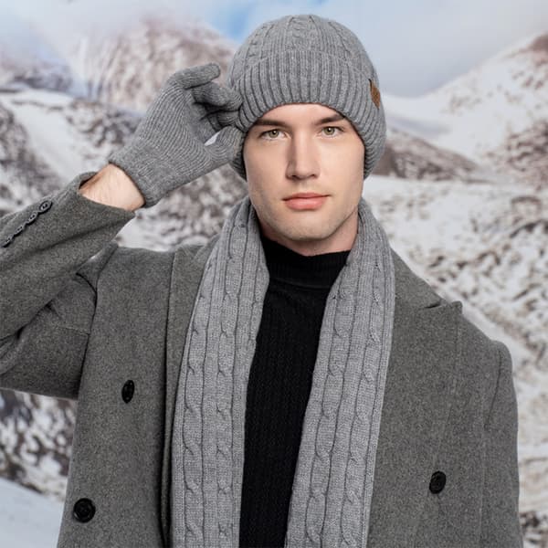 Vinter Strikket Hue Beanie Langt Halstørklæde Touchscreen Handsker Sæt Skull Cap Halsedisse Handsker