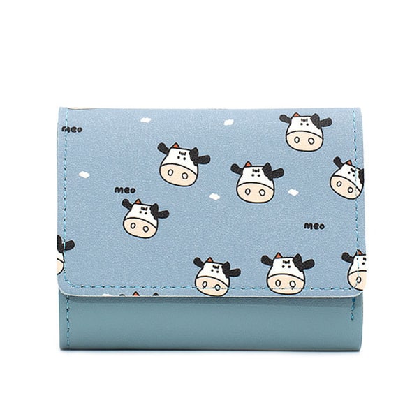 Girls Cute Cow Print Wallet Small Cartoon Tri-folded Wallet