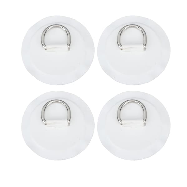 4 stk Hvite D-ring Patch PVC Rund Form Sterk Rustfritt Stål D-ring Pute for Båt Flåte Padle Brett