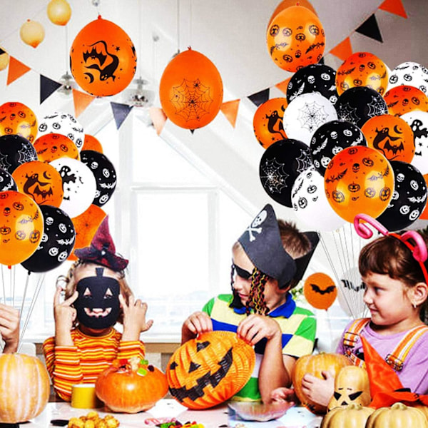 Barn Halloween Födelsedagsdekorationer, Tecknade Halloweenballonger för Inomhus Utomhus Festdekor, Högkvalitativt Latexmaterial Spökpumpaballonger,