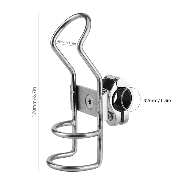 Fiske Spöhållare Rostfritt Stål Rail Mount Polhållare Stöd Klämma Båt Tillbehör 32mm/1.3in