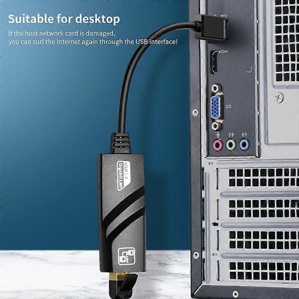 Ethernet-adapter højhastigheds Plug Play ABS USB 3.0 til RJ-45 1G Gigabit netværkskort til computer