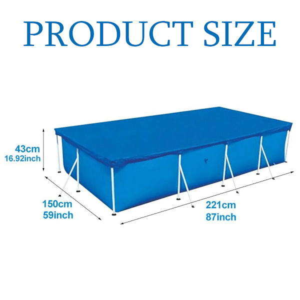 Poolskydd med ventilationshål för rektangulära ovanjordspooler, högkvalitativa material robusta och hållbara, 221X150Cm