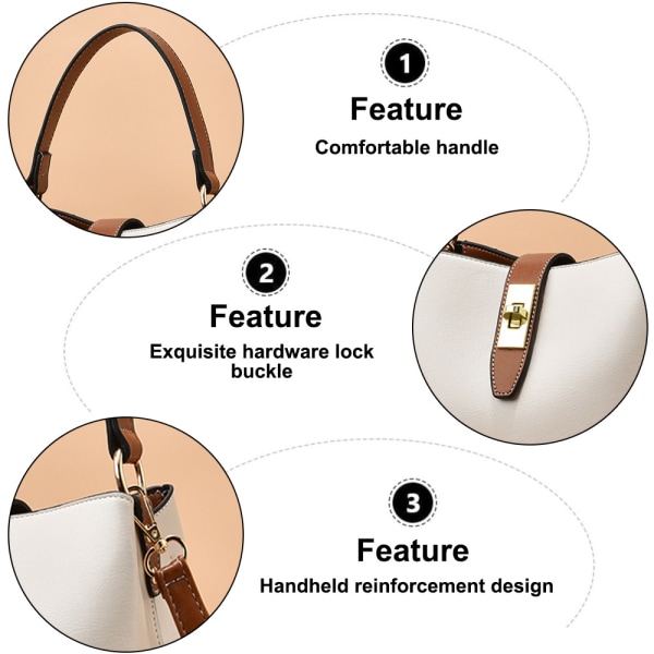 Håndveske i kunstig lær for kvinner, stor kapasitet, skulderveske, crossbody-veske