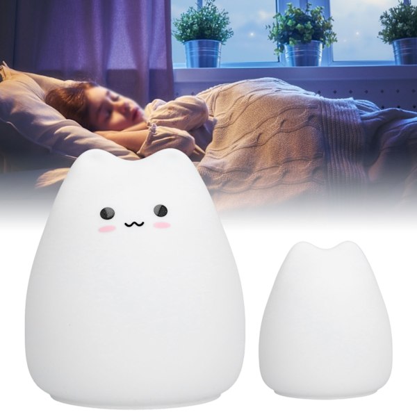 Bedårande Kattlampa, Mjuk Silikon Bärbar Nattlampa, 7 Färger Baby Nattlampa med Enkel Tryckkontroll för Flickors Sovrum, Perfekt Present till Barn