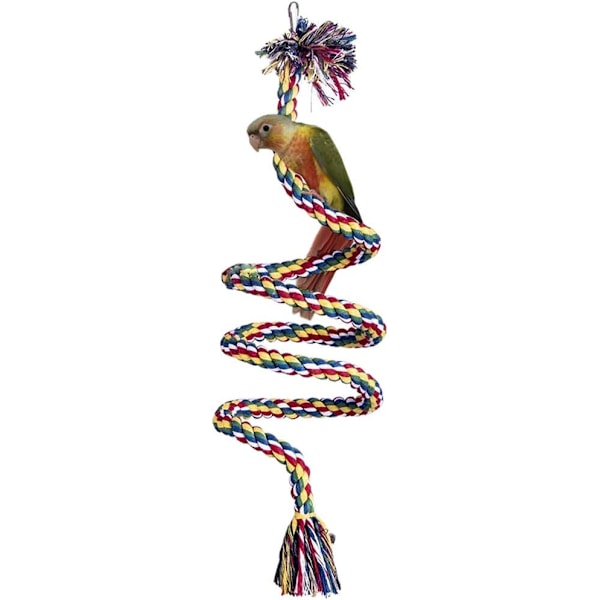 Fågel leksaker med klocka papegoja tuggleksaker bomullsklättringsrep justerbara papegoja parakit leksaker ryggradskallopsit conure parakit leksaker 100 cm längd