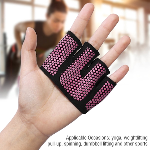 1 Par Halkskyddande Tyngdlyftningshandskar Halvfinger Sport Fitness Handskydd Rosröd M