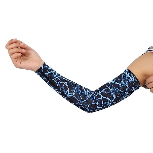 Andningsbar basketboll arm sleeve skyddande solskydd blixt blå XL