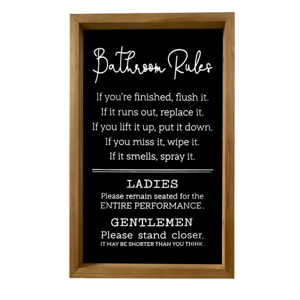 Bathroom Rules Sign - Farmhouse Toilet Decorations Restroom