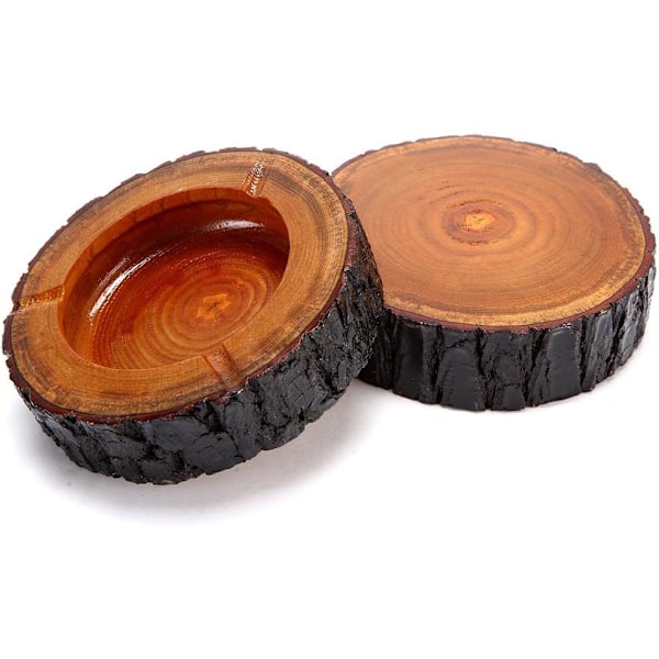 Cigarraskfat i trä för män, Elegant konst & dekoration 14 cm runt, Hållbar askkopp i massivt trä för hem, kontor, utomhusbruk