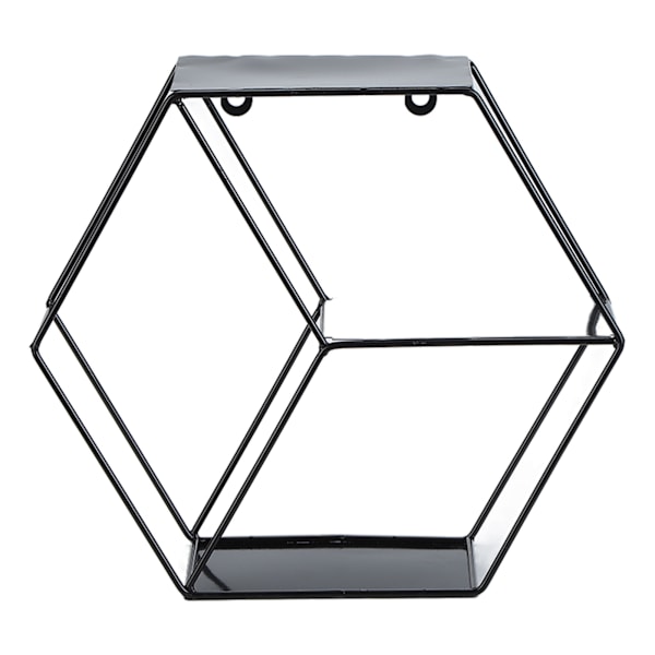 Hex Hylder Enkle Smedejerns Hexagonale Soveværelse Stue Kontor Væghylde Dekoration Sort