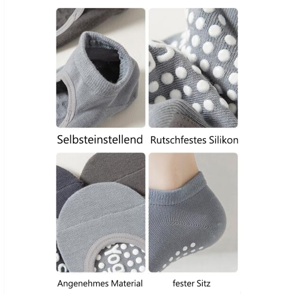 3 par Anti-Skli Sokker for Yoga Pilates Sykehus Anti-Skli Stopper Sokker Kvinner og Menn for Hjemmetrening Sport