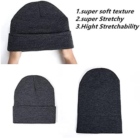 Unisex Stickad Mössa Upprullad Kant Mössor för Män och Kvinnor Varm Vinter