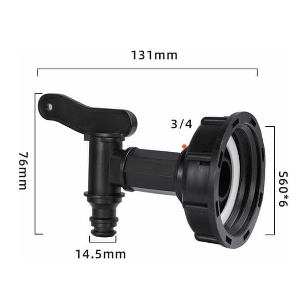 S60X6-koppling - HDPE-kranar för 1000 LR-tankar och andra kopplingar
