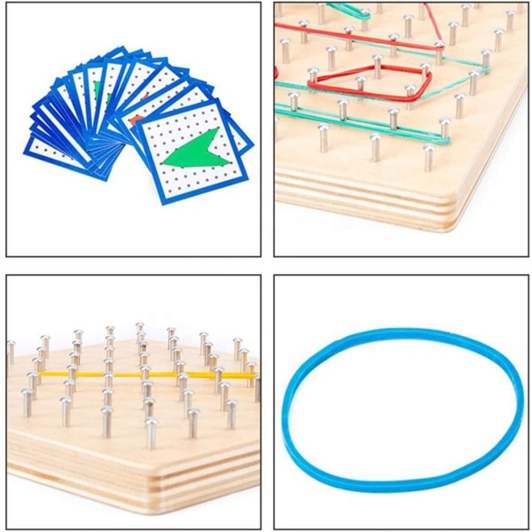 Puinen Geoboard-lelu, Geometrialautan Montessori-puukalapeli