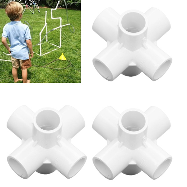 10 stk PVC Plastik Rørforbindelser 6 Vejs Rørhjørne Albuefittings 25mm Indvendig Diameter Hvid