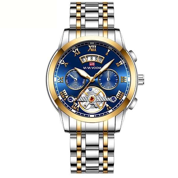 Herruhr - Kronograf - Vattentät analog armbandsur för män - Stor urtavla - Lysande datumklockor för män - Klassisk elegant present
