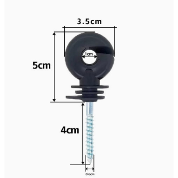 6 isolatorer til elektroniske hegn til husdyrbrug - sort black
