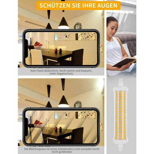 R7S LED-lampa, Energibesparande 20W motsvarande 100W halogen, Varmvit 3000K dimbar J-typ dubbeländad lampa, Perfekt för inomhus- och utomhusbruk