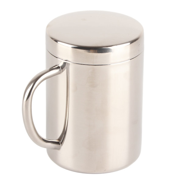 Rostfritt stål kaffemugg minimalistisk modern stor kapacitet kaffekopp med lock för hem, 400 ml