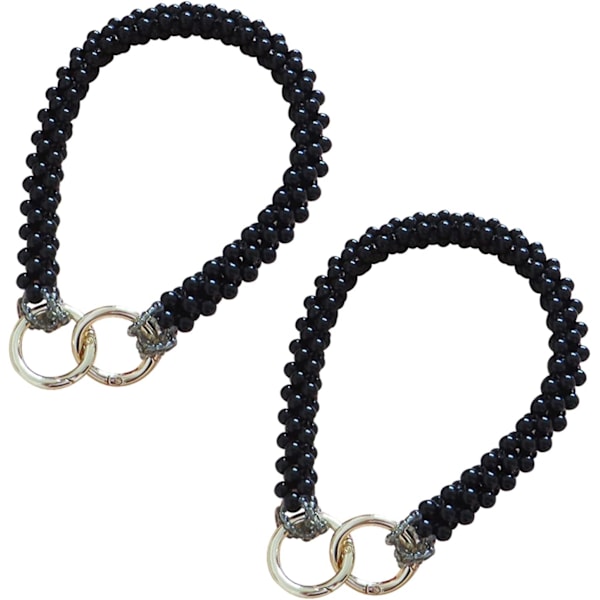 Håndtaskehåndtag, Håndtaskekæde, Taskebånd, Taskepynt, Udskiftningskæder, Sorte Perler Med Guld Knapper, Håndtasker, Punge, Clutch (2 Styk)