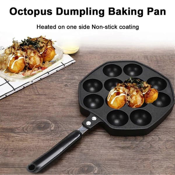 Takoyaki Grillpande Plade 12 Huller Non-Stick Madlavningsgrill Bagepande Blækspruttebold Bageplade til Blækspruttebolde Pandekager