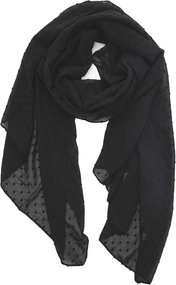 YOUR SMILE Lett og elegant ensfarget sjal/skjerf i perlechiffon for dame, til vår, sommer og høst