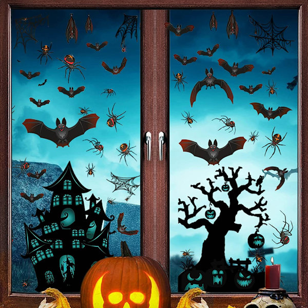 Halloween-dekorasjoner Vindudekaler, knask eller knep