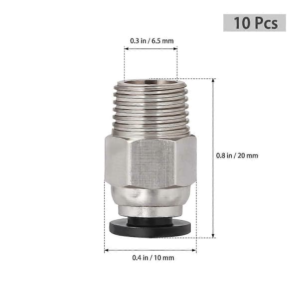 UEETEK 6 stk. PC4-01 Han Lige Pneumatisk PTFE Rørfitting Konnektor til 3D-printer