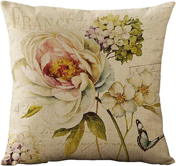 Set med 4 Kuddfodral 45x45cm, Vackert Blomstermönster Retro Stil