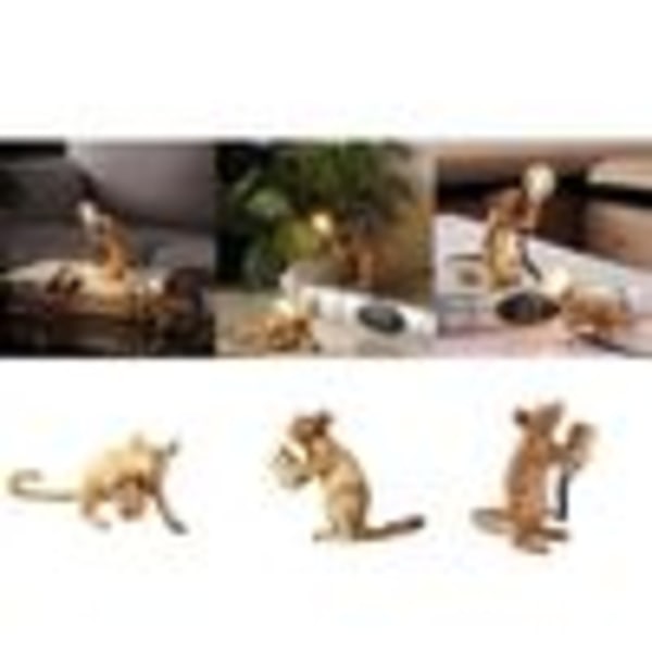 Charmerende Muse Bordlampe, Elegant Resin Siddende Muse Belysning Forbedrer Ethvert Rum