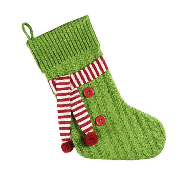 Julstrumpa, Kabelstickad Grön med Halsduk