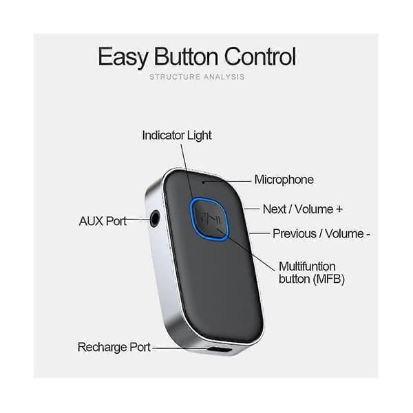 Bluetooth-vastaanotin mikrofonilla Aux-autoadapteri 3,5 mm langaton Bluetooth 5.0 -äänimuunnin