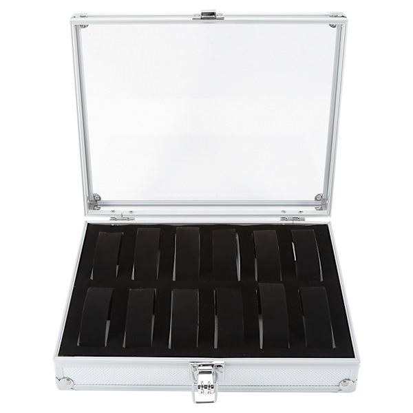 12 Række Aluminium Rektangulær Ur Smykke Display Opbevaring Organizer Box (12 Rækker)