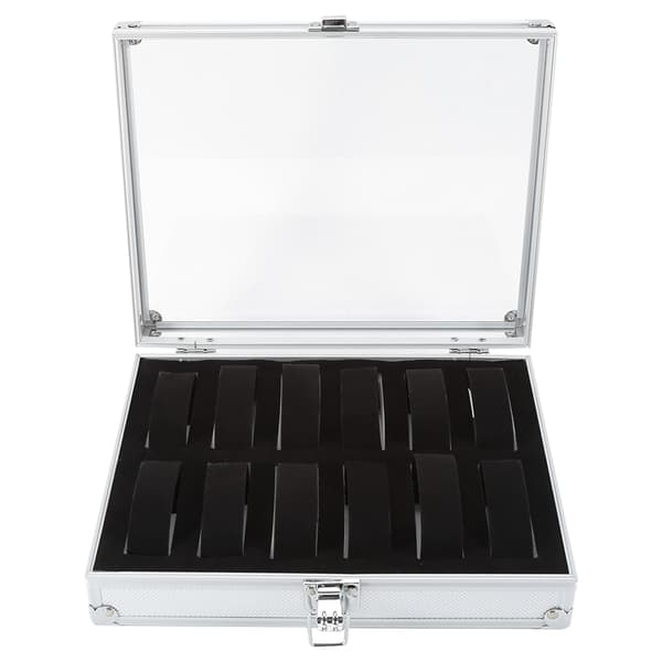 12 Ruter Aluminium Rektangulær Ur Smykke Display Oppbevaring Organizer Boks (12 Ruter)
