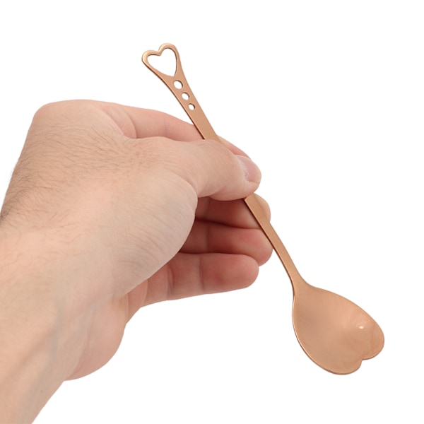 2 stk Dessertsskjeer Hjerteformet Design i Rustfritt Stål Slitesterkt Håndtak Bredt Brukt Kaffeskjeer Rose Gull