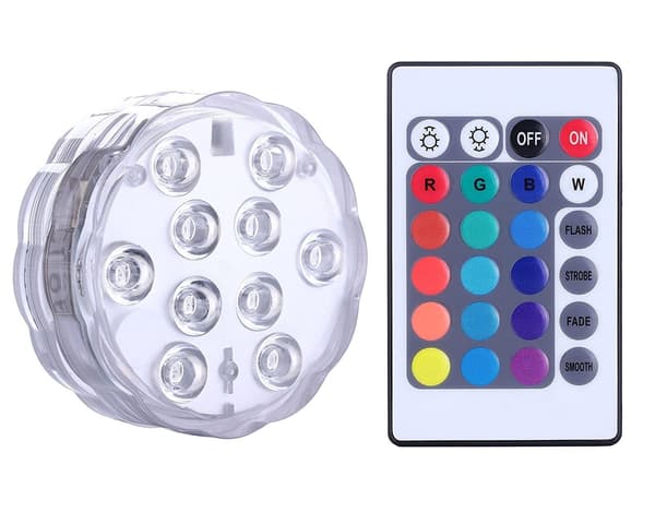 RGB Vannfast LED-lys med fjernkontroll