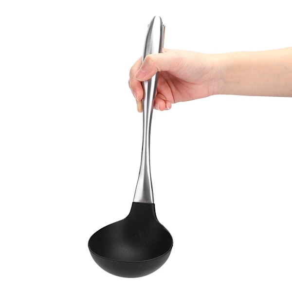 Viktigt Köksredskap, Rostfri Slev med Flexibel Silikon, Säkerställer Repfri Användning på Kokkärl för Non-Stick Kompatibilitet och Ergonomi