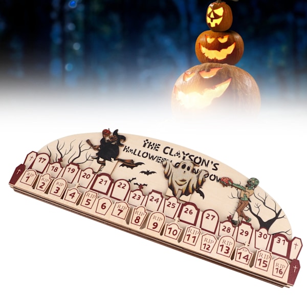Spöklik Halloween Adventskalender, Genial Design Nedräkningskalender i Trä med Mjuk Form, Exceptionellt Hantverk för Klassrumsdekor